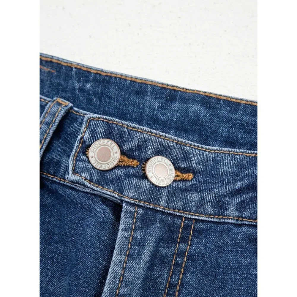 Women's High Waisted Wide Leg Stretch Denim Jeans Zipper Pockets Casual